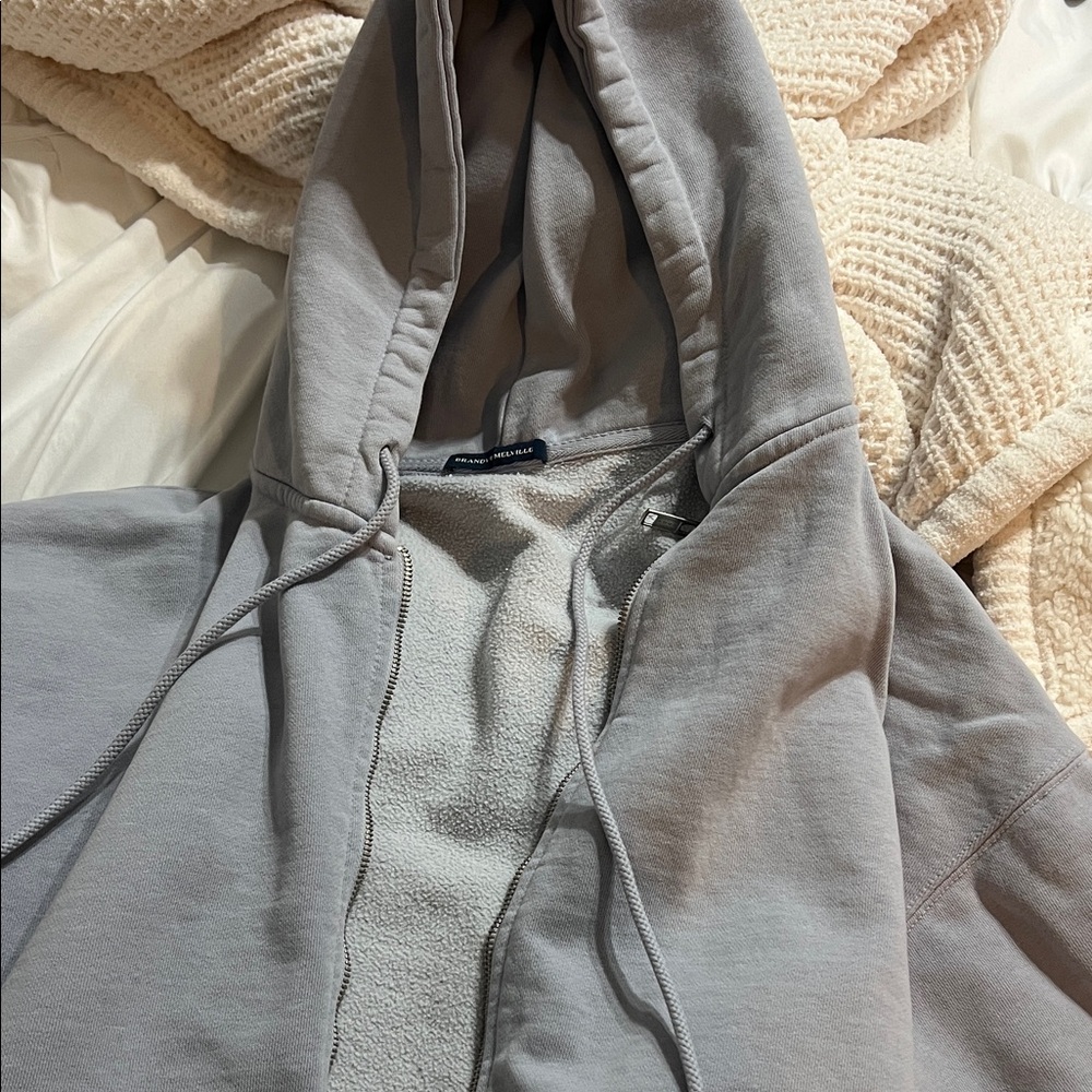Brandy Melville Light Gray/Purple Hoodie